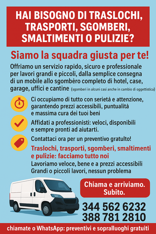 Traslochi, sgomberi e smaltimenti