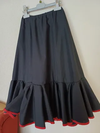 Falda Flamenco Niña Negra y Roja