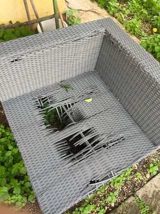 Sillón modular mimbre sintético gris