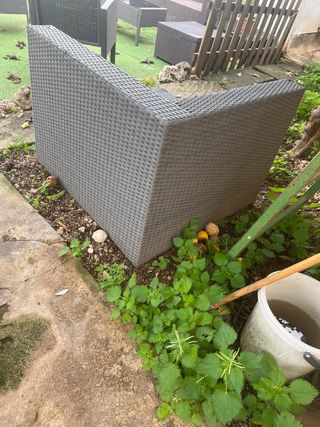 Sillón modular mimbre sintético gris