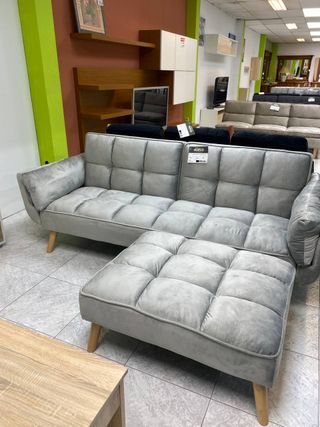 Sofá Cama Click Clack con Puff Gris Nuevo