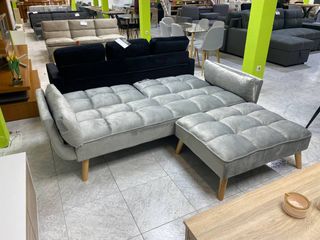 Sofá Cama Click Clack con Puff Gris Nuevo