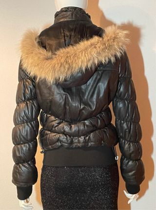 Cazadora de cuero ARMA negra con capucha