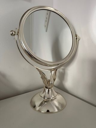Espejo tocador Art Nouveau cisne metal plat
