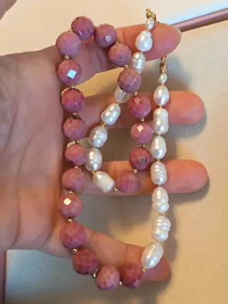 Collana perle e rodonite