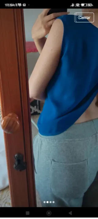 Blusa sin mangas azul de espalda abierta Celop