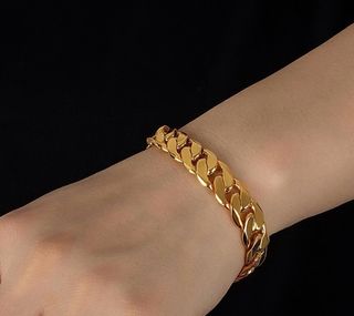 Pulseira Dankadi Cubana Maciça prata dourada