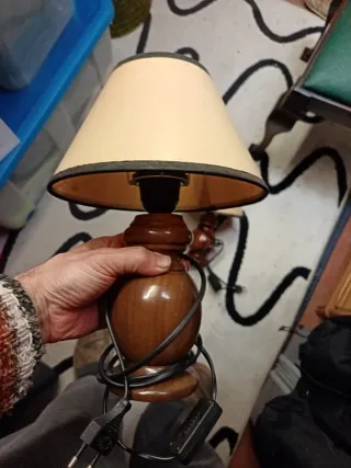 2 Lámparas de Mesilla Madera y Plástico