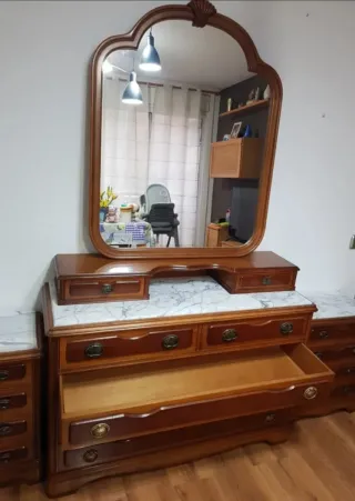 Mueble tocador vintage madera y mármol