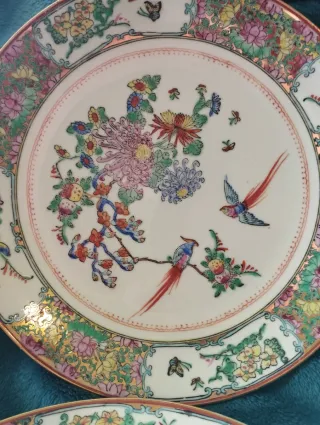 Pareja platos porcelana oriental grandes