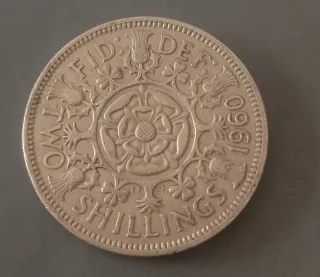 Moneda Isabel II Gran Bretaña 1960 dos chelines