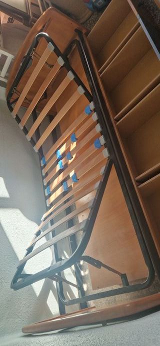 Estructura cama madera y metal con cajones