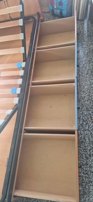 Estructura cama madera y metal con cajones