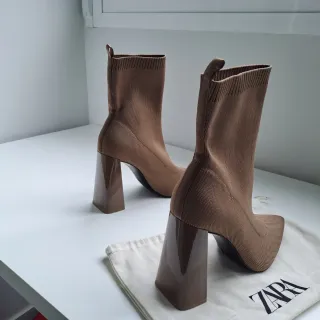 Botines Zara Mujer Beige/Marrón Talla...