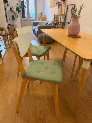 Mesa comedor madera bamboo y 4 sillas