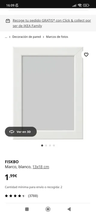 3 Marcos Fotos Blanco IKEA FISKBO 13x18cm