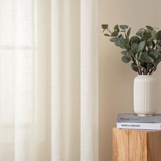 MIULEE Cortinas de Lino Cruzada Visillo Color Puro
