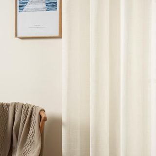 MIULEE Cortinas de Lino Cruzada Visillo Color Puro