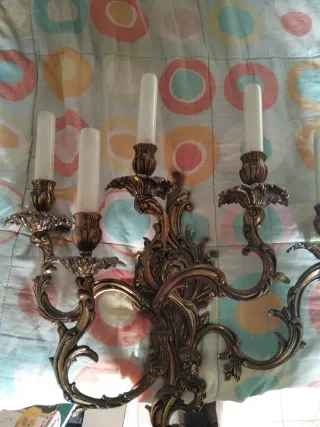 Lámpara  candelabro de latón vintage antigua