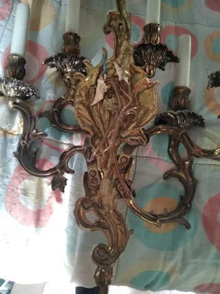 Lámpara  candelabro de latón vintage antigua