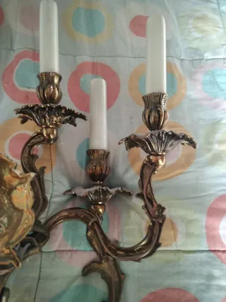 Lámpara  candelabro de latón vintage antigua