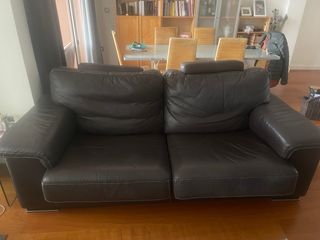 Sofá polipiel negro/marrón buen estado