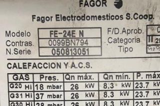 REPUESTOS DE CALDERA FAGOR FE-24E N