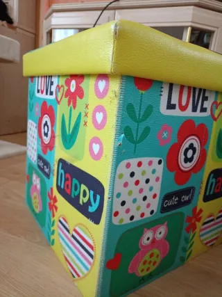 1 Puf almacenaje infantil búhos ó multicolor 38cm