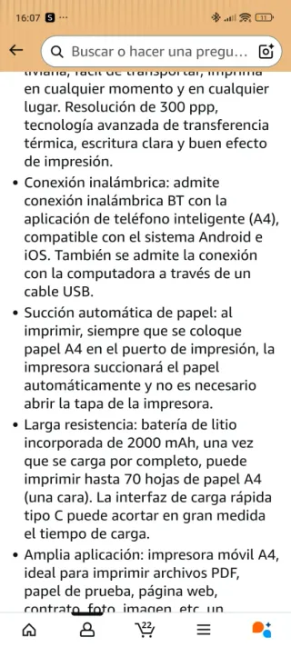 Impresora Portátil Pooooli A4 Blanca