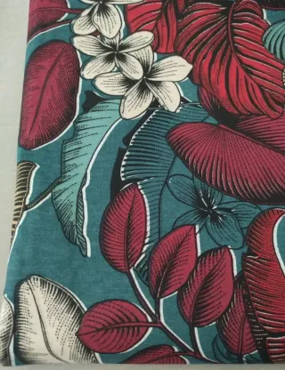 Tela lino y algodón estampado tropical