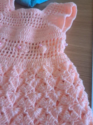 Vestido crochet bebé salmón 0 meses