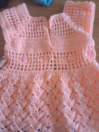 Vestido crochet bebé salmón 0 meses