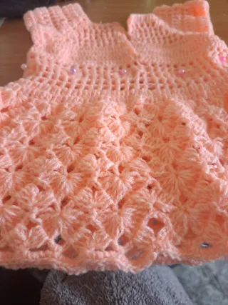 Vestido crochet bebé salmón 0 meses