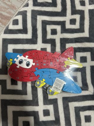 Puzzle avión de madera con números