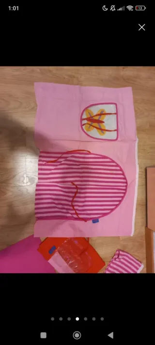 Cama alta infantil con columpio y tienda