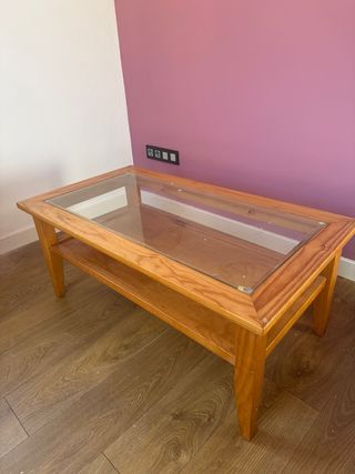 Mesa de centro madera y cristal