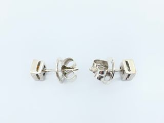 Pendientes Oro Blanco 18K Diamante Princesa