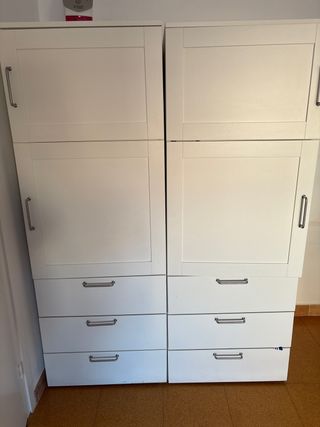 2 Armarios blancos modulares con cajones