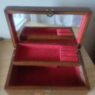 Joyero antiguo madera y terciopelo