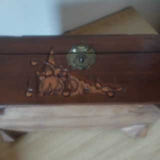 Joyero antiguo madera y terciopelo