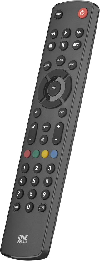 Televisor con control remoto universal One For All