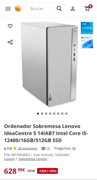 Lenovo IdeaCentre 5 14IAB7 PC escritorio nuevo