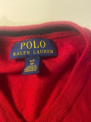 Jersey Polo Ralph Lauren cuello pico rojo niño