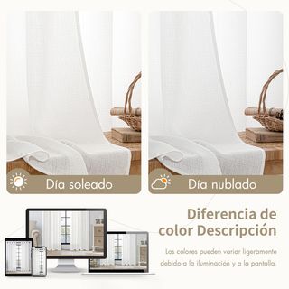 MIULEE Cortinas Translucidas Poliéster Lino con Oj