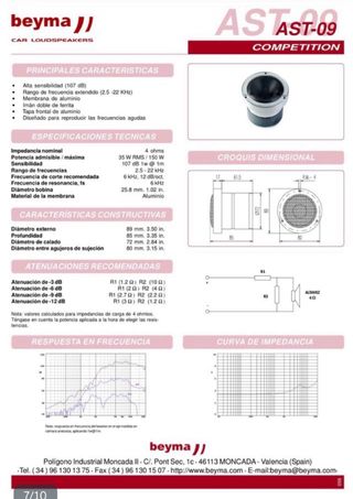 2 Tweeters Beyma AST09 Nuevos