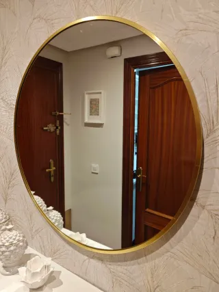 Espejo Redondo Dorado Metal