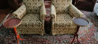 Butacas tela/terciopelo estilo clásico -2 unidades