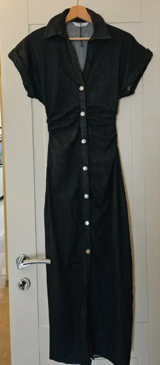 Vestito denim blu con bottoni