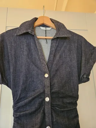 Vestito denim blu con bottoni