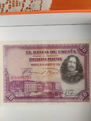 Billete 50 Pesetas España 1928 Velázquez